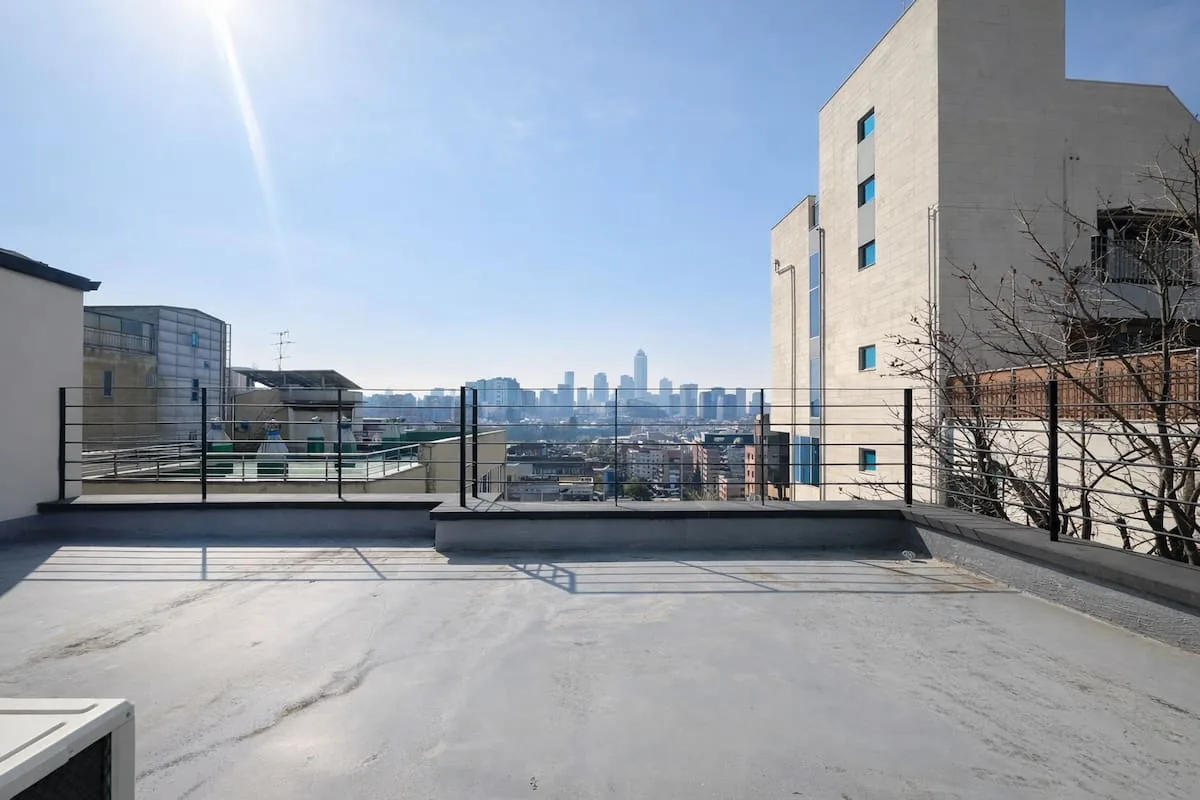 Rooftop terrace with city view