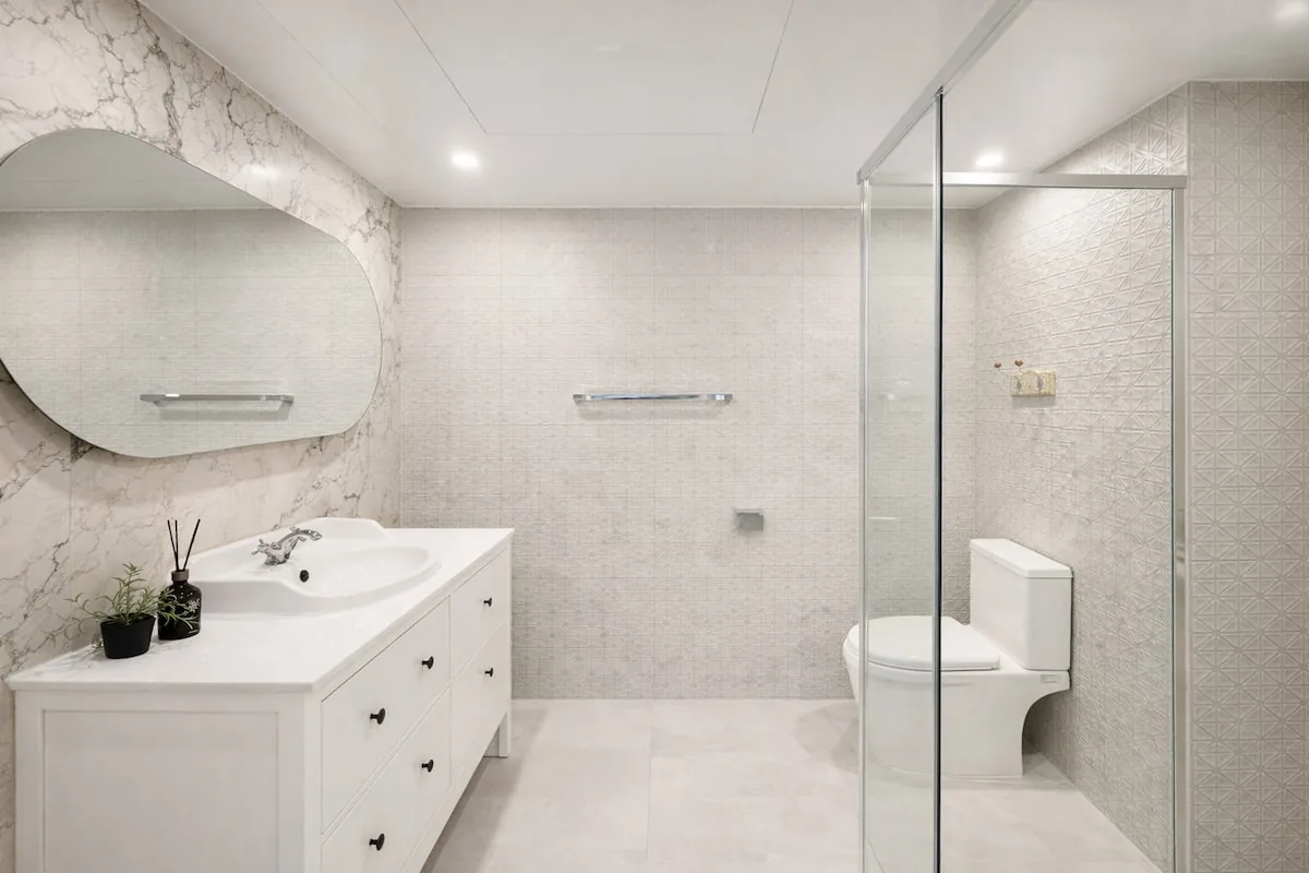 Bathroom with glass shower