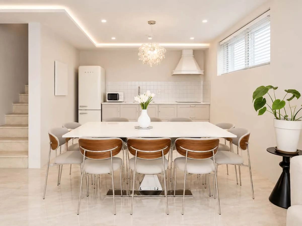 Dining table and kitchen, 102