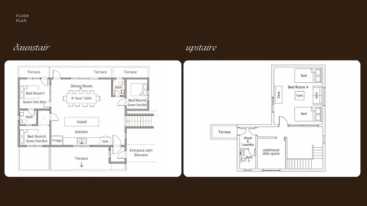 Floor plan of both levels
