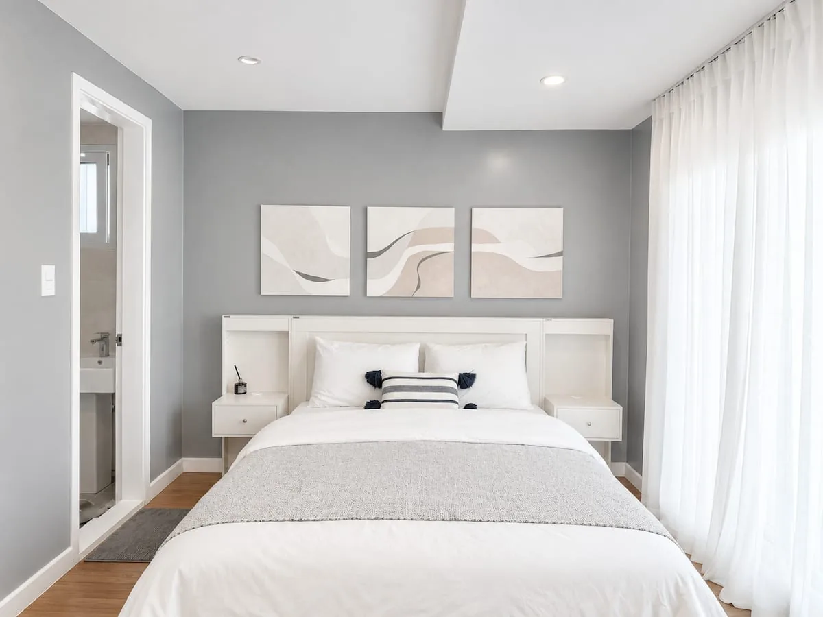 Bedroom with wall art